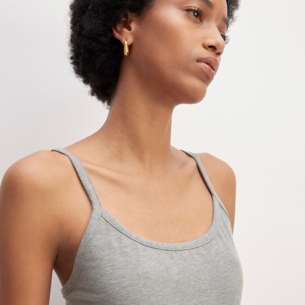 Everlane The Supima® Form Spaghetti Strap Cami | M / Mid Heather Grey - Picture 2 of 16